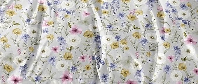 Microfiber Super King Size Bedsheet Floral Print With 2 Pillow Covers - Bedsheet Size 108 X 108 Inches, White | Long-lasting 220 (Thread Count) Bedsheet