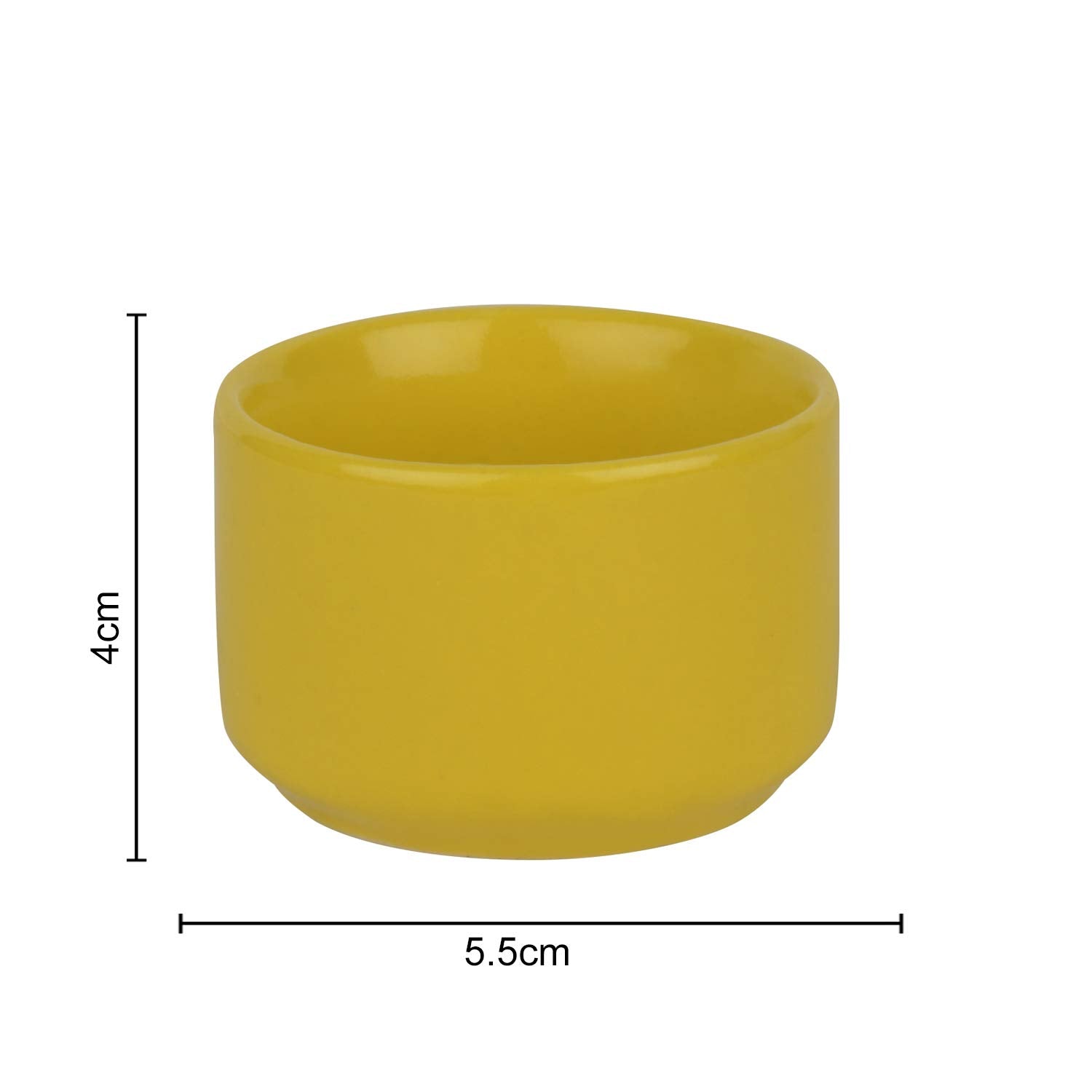 Hand Glazed Ceramic Dip Bowls Set Of 2 - 60ml Each, Yellow | Chutney Bowls, Ketchup Bowls - Pickle Serving Bowls