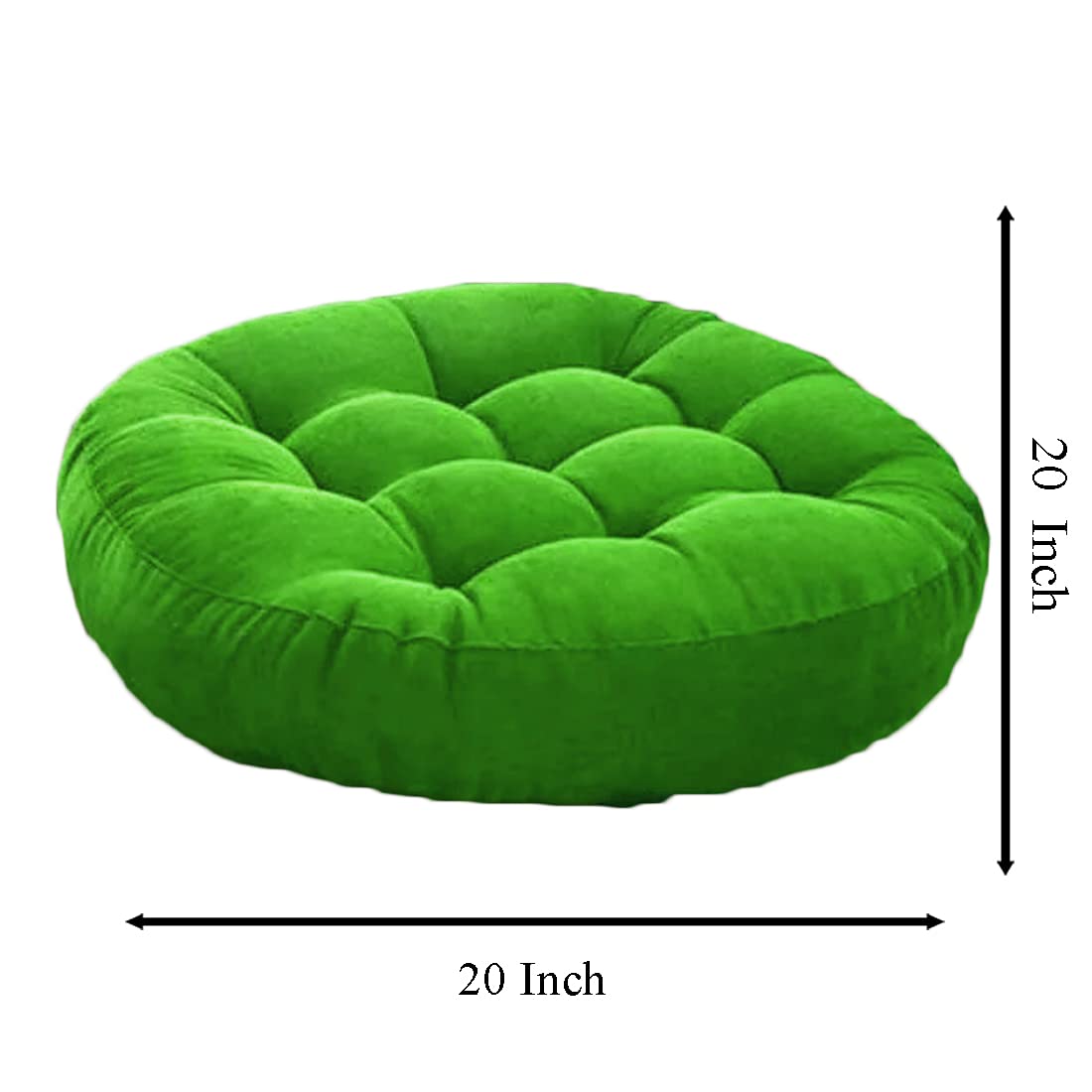 Round Velvet Floor Cushions Pillow For Living Room, Outdoor, Green - 50 X 50 Cm | For Floor Cushions, Tatami Cushion, Patio Cushion, Balcony Cushion, Floor Seating, Soft Pillow - Pack Of 2
