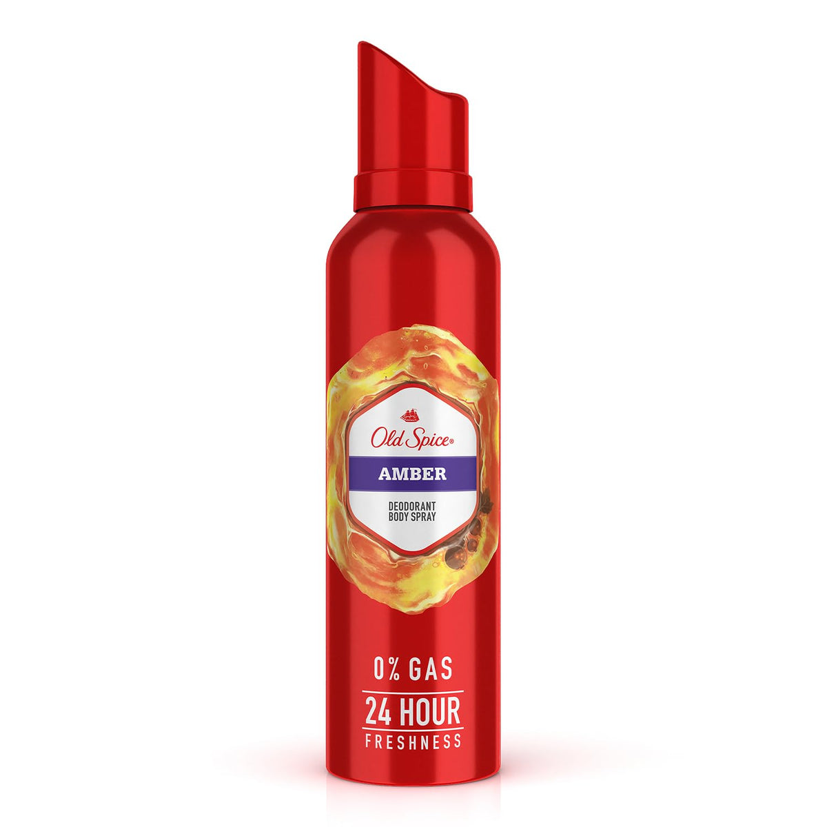 Old Spice Amber 140ml 4.7 Fl.oz. No Gas 24 Hour Long Lasting Freshness Deodorant Body Spray For Men