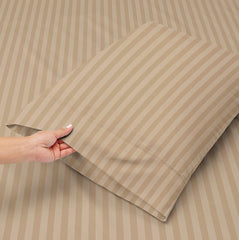 King Bedsheet With 2 King Size Pillow Covers - 90 X 100 Inches, Beige | Double Bed 210 Thread Count Pure Cotton - Ideal For House, Guest Room, Hotel