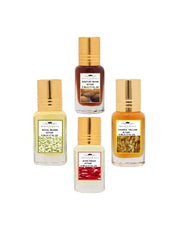 Menjewell Royal Mogra+ Kasturi Musk+ Rose Fresh+ Champa Yellow Attar Perfume 5ml 0.17 Fl.oz. Each Pack Of 4 | Unisex Fragrance