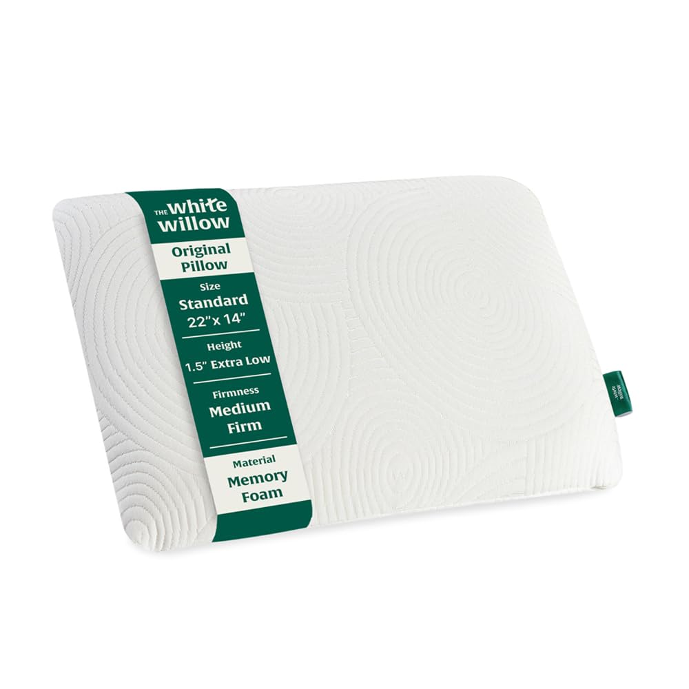 Ultra Thin Pillow For Sleeping, Orthopedic Cervical Pillow, White - King Size - 1.5 Inch | Ultra Slim Memory Foam Pillow | Slim Pillow For Neck, Shoulder Pain Relief, Medium Firm - Set Of 1