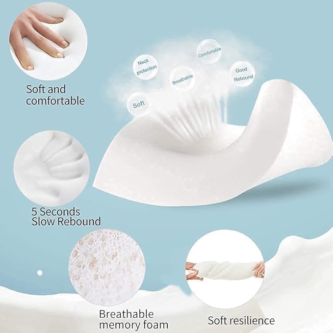 Orthopedic Memory Foam Cooling Gel Pillow For Sleeping, White, Size - Standard | For Neck & Back, Side Sleeping Bed Pillow, Comfortable Pillow, Adjustable Pillow - Pack Of 1