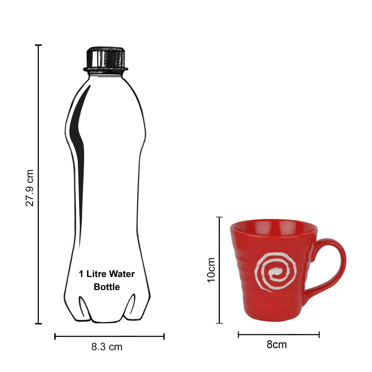 Hand Glazed Ceramic Milk Mugs Set Of 2 - 300ml Each, Red | Coffee Cups & Mugs - Tea Cups & Mugs