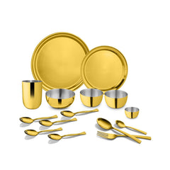 Stainless Steel Majestic Gold Dinner Set With PVD Coating, 15 Pieces | Rust Free, Easy To Clean & Dishwasher Safe