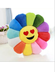 Emoji Smiley Cushion Pillow For Sofa Chair, Printed Velvet Cushion, Eye Heart - 16 X 16 Inches | Printed Velvet Cushions For Kids Bed Room | Soft Printed Cushions With For Gift - Pack Of 1