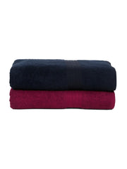 Creeva Classic Bath Towel 1000 Gsm (Wine & Navy) - Set Of 2