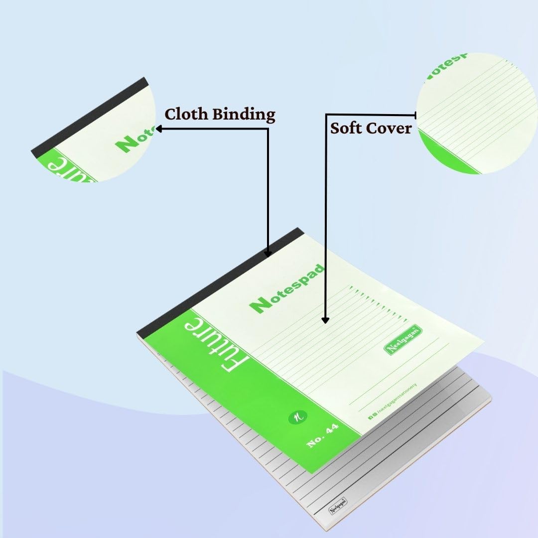 Slip Pad No.44 Ruled With 40 Sheet 80 Pages,Compact & Portable Design, Easy To Carry, Pack Of 10