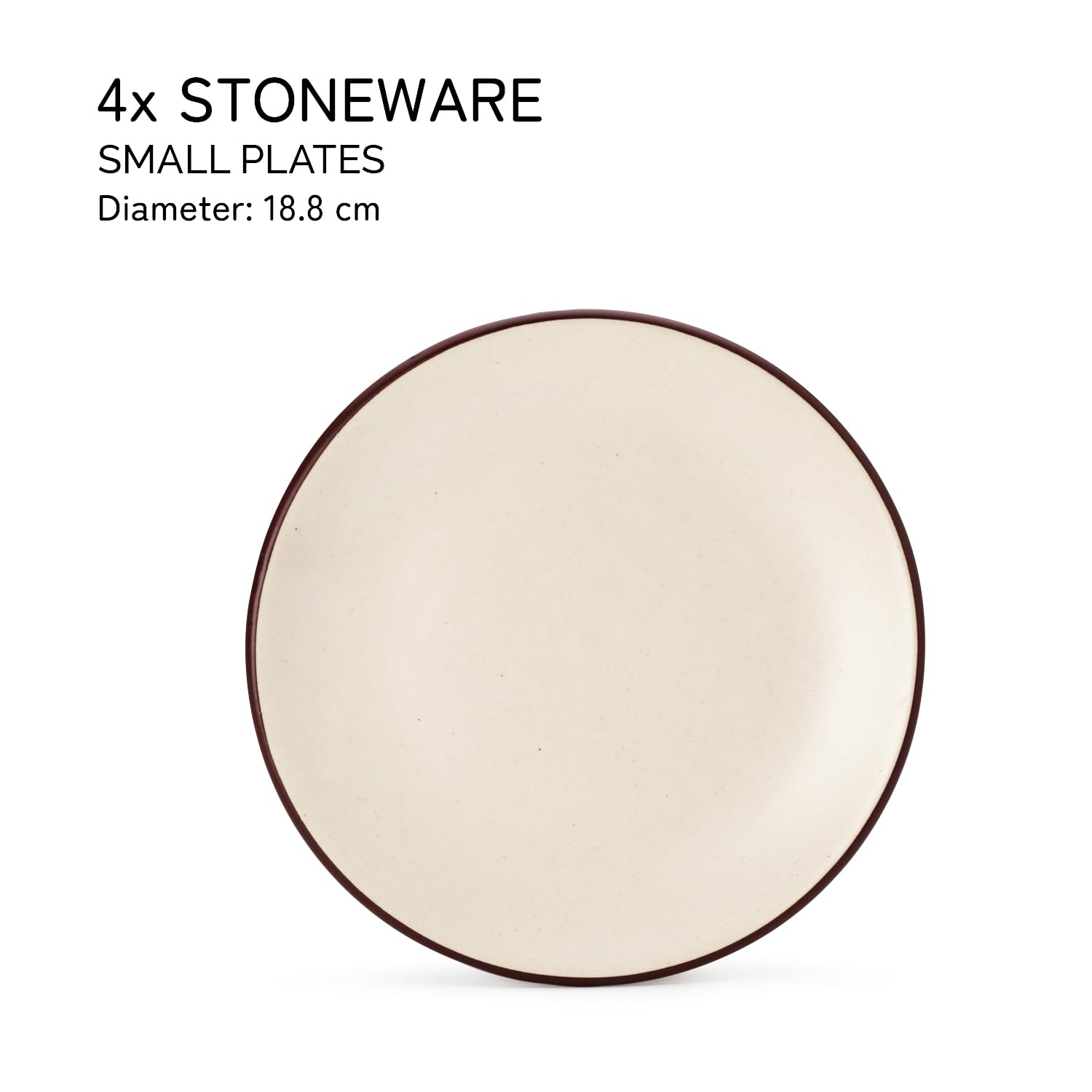 Ceramic Handcrafted Serving Handmade Small Plates Set Of 4, Off White - Diameter: 7.4 Inch | Stoneware - Dinnerware, Scratch Resistant, Microwave & Dishwasher Safe