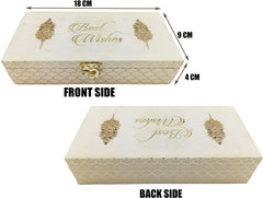 Designer Wodden Fancy Shagun Gift Boxes For Wedding, Shagun Cash Box Or Money Box With Mgi Printing For Wedding, Engagement, Holi, Diwali, Baby Showers, Colour - Gold