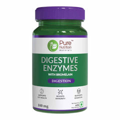 Pure Nutrition Digestive Enzymes, Amylase, Lipase, Protease, Cellulase, Lactase, Bromelain, Better Bioavailability, Digestion & Better Absorption | 60 Veg Capsules, 100gm 0.2lbs Each Pack Of 3