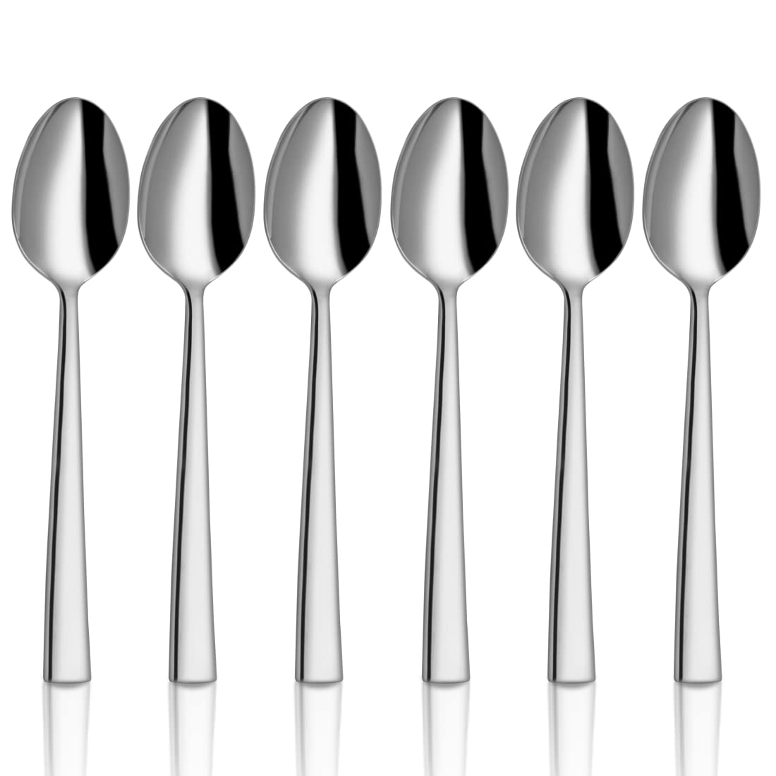 Stainless Steel Lotus Plain Desert Spoon Set Of 6 Pieces, Silver | Easy To Clean & Dishwasher Safe