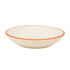 Studio Pottery Matt Finish Ceramic Serving Bowl - Off White & Brown, Diameter – 21 Cm, 500ml | Rice & Salad Bowl - Snack Bowl, Vegetable & Pasta Serving Bowl