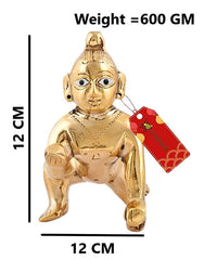 Beautiful Brass Laddu Gopal Idol, Kanha Ji, Bal Krishna Statue, Gold Idol - 12 Cm, Religious, For Home, Office DéCor, All Festivals & Occasion, Idol