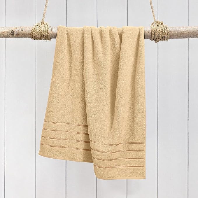 Hanorix 100% Cotton Large Size Bath Towel 450 Gsm | Soft Bath Towel For Men & Women Ultra Absorbent Cotton Towel Soft & Absorbent Towel (Golden)