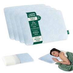 Ultra Thin Pillow For Sleeping, Orthopedic Cervical Neck Pillow - King Size - 1.5 Inch | Ultra Slim Memory Foam Pillow | Slim Pillow For Neck & Shoulder Pain Relief, Bed Pillow - Set Of 4