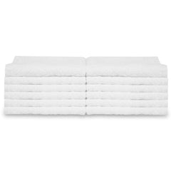 Divine Overseas Cotton Terry Face Towels 1600 Gsm | Soft & High Absorbent (White) - Pack Of 12