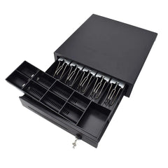 Metal Cash Drawer For Point Of Sale (Pos) System With Removable Coin Cash Tray, 5 Bills, 8 Coins Slots Drawer With Rj11 Interface Key Lock | Colour - Black