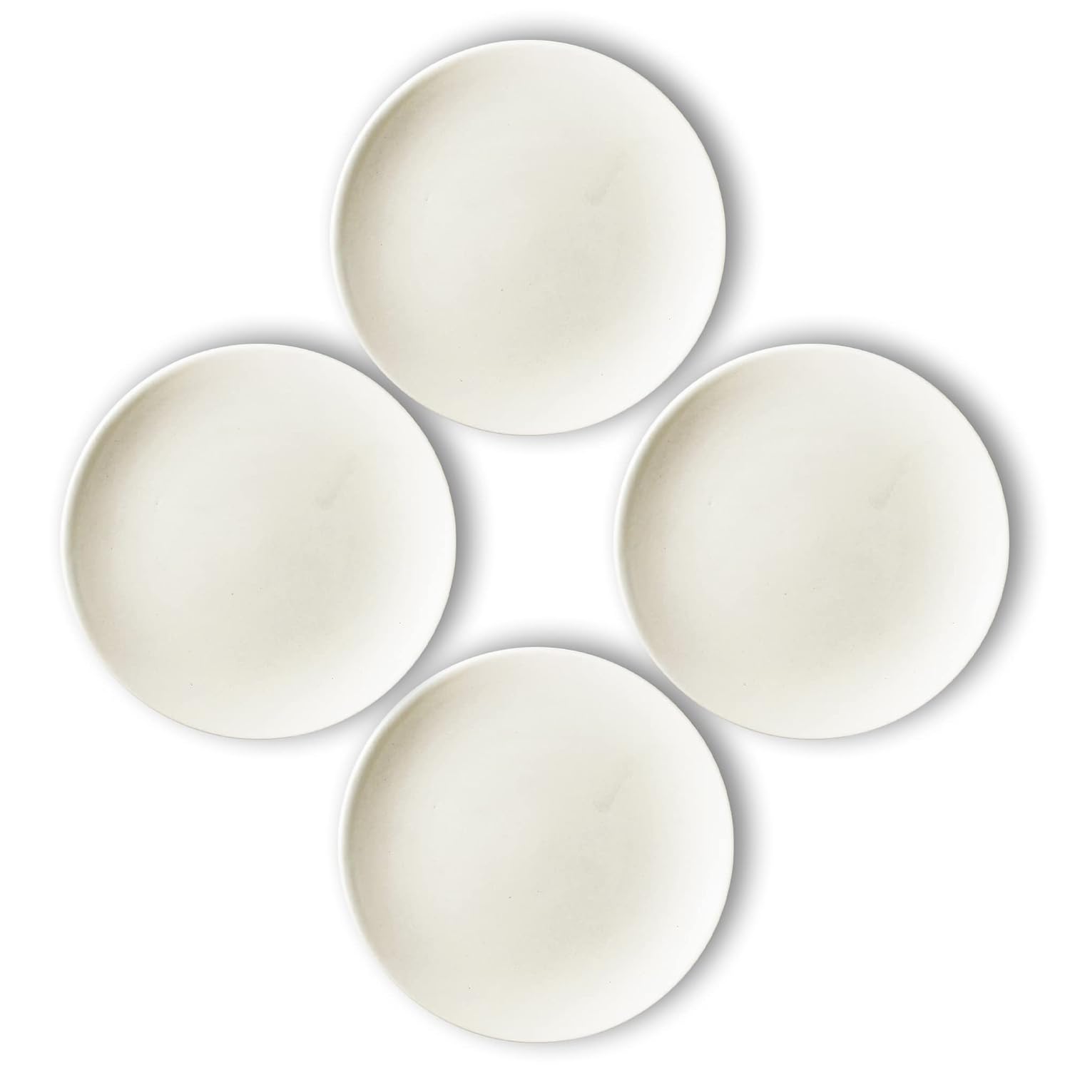 Subhra White Ceramic Dinner Plates Set Of 4 - 10 Inches, 4 Pieces | White Matte Finish Full Ceramic Plates For Dinner - Microwave Safe & Dishwasher Safe