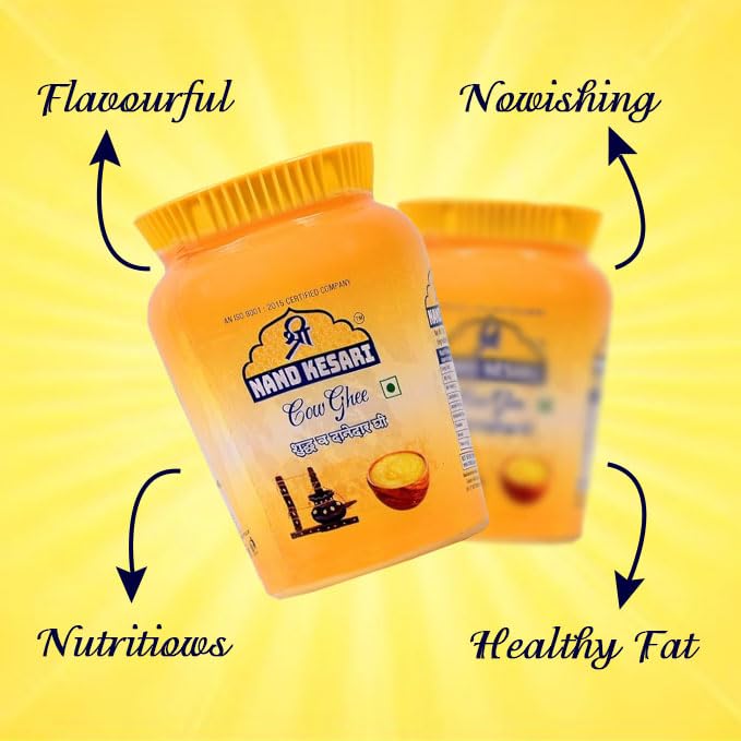 100% Natural Cow Desi Ghee By Shri Nand Kesari | Naturally Healthy Pure Cow Ghee For Better Digestion & Immunity | (1 Litr) 33.8 Ounce | Jar Pack
