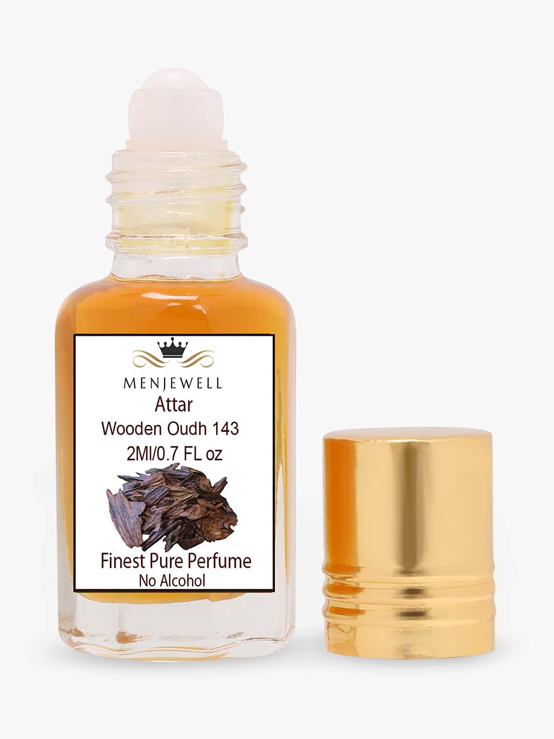 Menjewell Wooden Oudh 143 Attar Perfume 2ml 0.06 Fl.oz. Unisex Fragrance | Long Lasting | No Alcohol