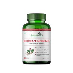 Simply Herbal 1000mg Natural Korean Red Ginseng For Men & Women, Support Healthy Immune System, Heart Health, Promote Endurance, Increase Performance, Fatigue | 90 Veg Capsules 150gm 0.3lbs