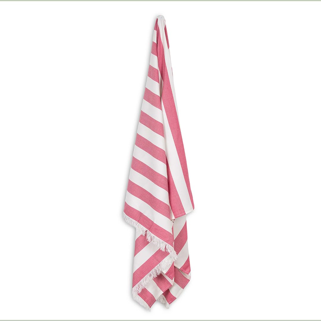 Mush Bamboo Turkish Towel 280 Gsm | 100% Bamboo Ultra Soft, Absorbent & Quick Dry Towel For Bath, Beach, Pool, Travel, Spa & Yoga (Red Stripes)