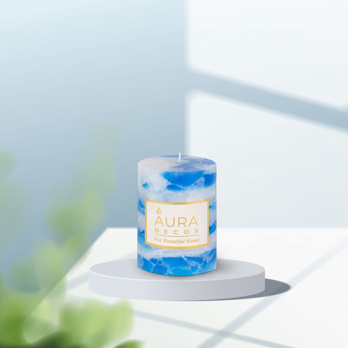SEABREEZE CHUNK HIGHLY FRAGRANCE PILLAR CANDLE 4INCH | BEST FOR CANDLIGHT DINNER