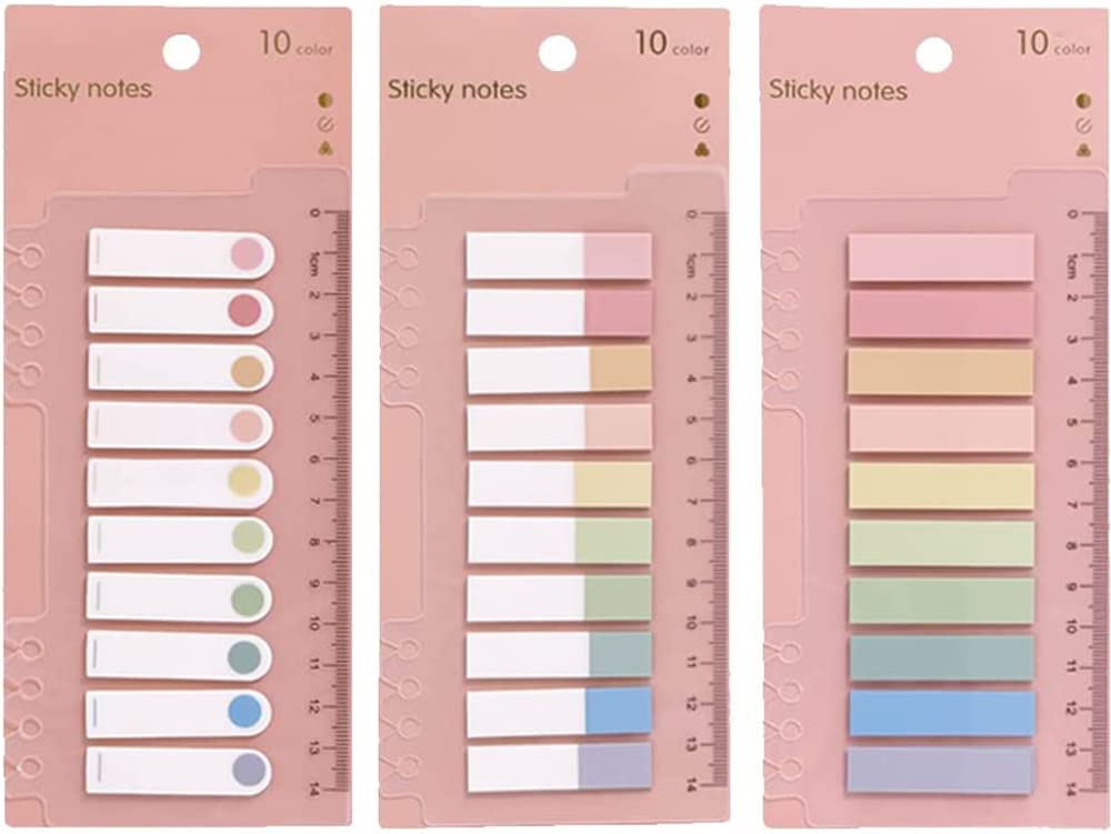 Index Tabs With Ruler, 3 Pack 600 Pieces Sticky Note Marker, Writable & Repositionable File Flags