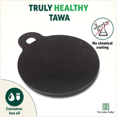 Pre-Seasoned Black Iron Concave Tawa For Dosa, Chapathi - 31cm, 12 Inch, 1.7 Kg | Gas Compatible, 100% Pure & Toxin-Free, No Chemical Coating