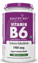 Healthyhey Nutrition Vitamin B6 Pyridoxine , Supports Immune Health | 120 Veg Capsules , 200gm 0.4lbs