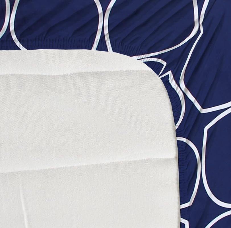 Premium Cotton Elastic Fitted Bedsheets With 2 King Size Pillow Covers - 72 X 78 + 10 Inches, Blue & White | Super Soft Brushed Glace | Breathable & Wrinkle Free