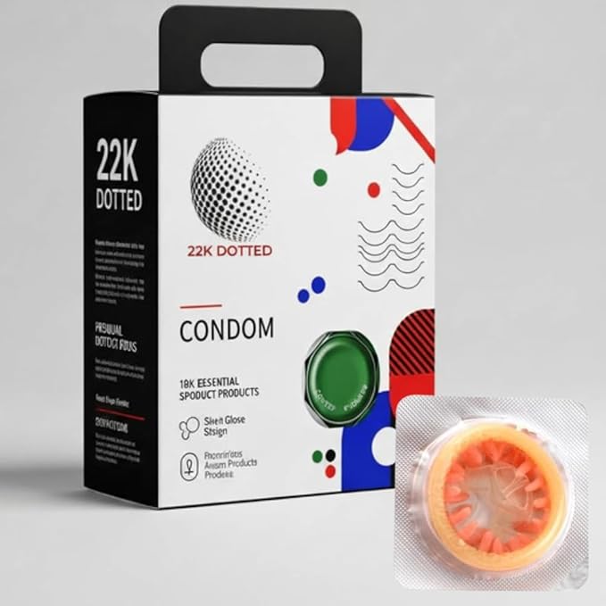 22k Dotted Long Lasting Extra Dotted Condom For Men Latex Condom Standard Size 2 Pcs Set-5008