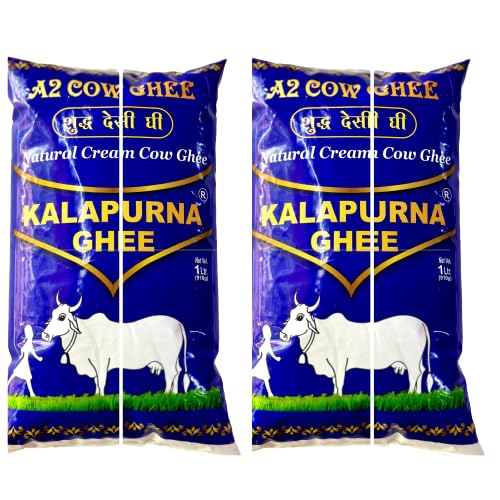Organic Natural A2 Desi Cow Ghee By Kalapurna Ghee | Delicious & Nutritious Healthy Desi Cow Ghee For Overall Health | 4 Litre (1 Litr * 4) 135.2 Ounce | Pouch Pack