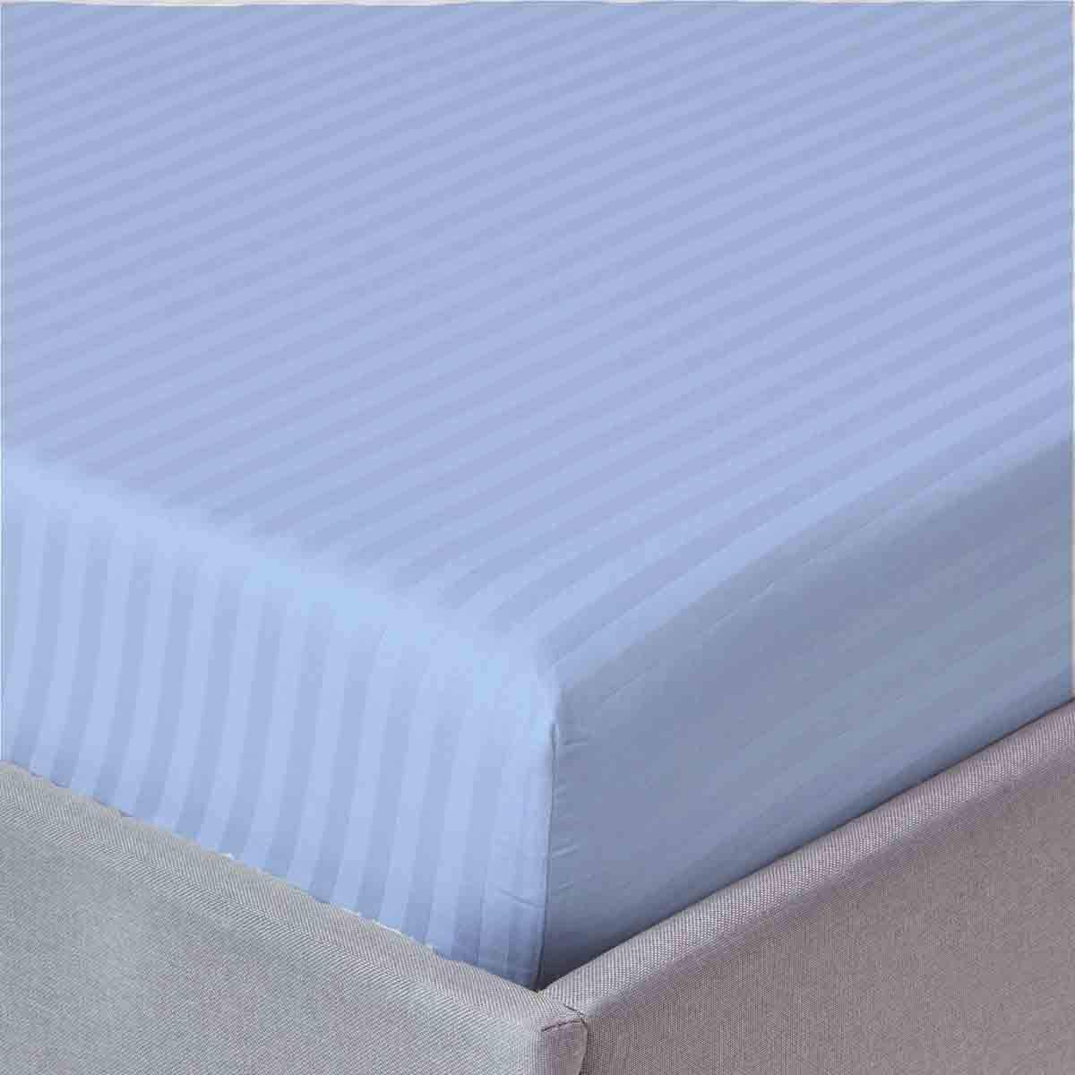Super King Size Elastic Fitted Bedsheet With 2 Pillow Cover - 60 X 90 Inches, Light Blue | Natural Softness, Breathability & Long Lasting Comfort | Luxurious Touch