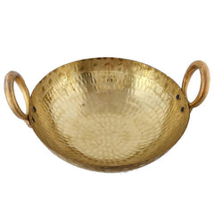 Golden Brass Pital Kadhai Heavy Weight Serving Kadhai - Kadai Cookware, 3 Liters - 12 X24 X8 Centimeters | Non-Toxic
