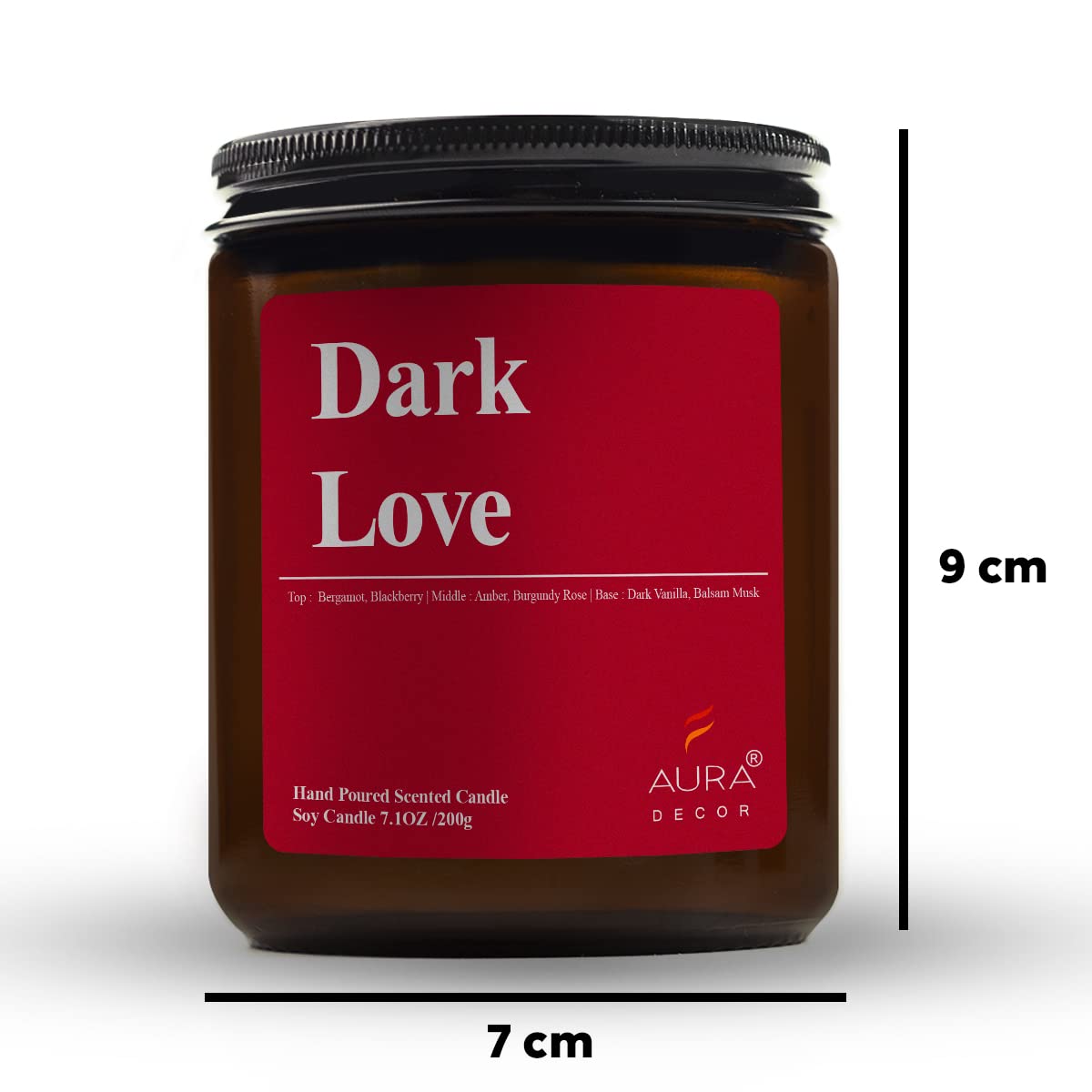 DARK LOVE EXTRA LARGE SOY WAX AMBER JAR CANDLE | BURNING TIME UPTO 30 HOURS