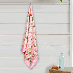 Rangoli Rose & Heart 100% Cotton Bath Towels 900 Gsm | Ultra Soft & Super Absorbent Bathing Towel (Peach) - Pack Of 2
