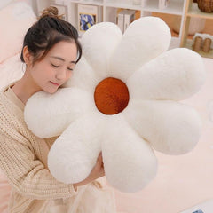Cute Daisy Shaped Throw Pillows, Cute Preppy Decorative Pillows, White & Red - 35 Cm | Floor Cushion, For Girls Bed Room Couch, Sofa, Chair, Aesthetic Décor | Washable, Versatile Use