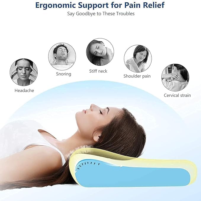 Orthopedic Memory Foam Pillow, Cooling Gel Pillow, White & Black, Standard Size - Sf 1 | Neck & Back Support, Pillow For Sleeping, Bed Pillow | Comfortable Pillow, Adjustable, Soft Pillow