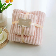 HomeCloud Korean Bath & Face Towel 400 Gsm | Plush Soft & Luxury Towel Set With Hanging Loop | 3x Softer Than Cotton Towels | Set Of 2 (Pink)