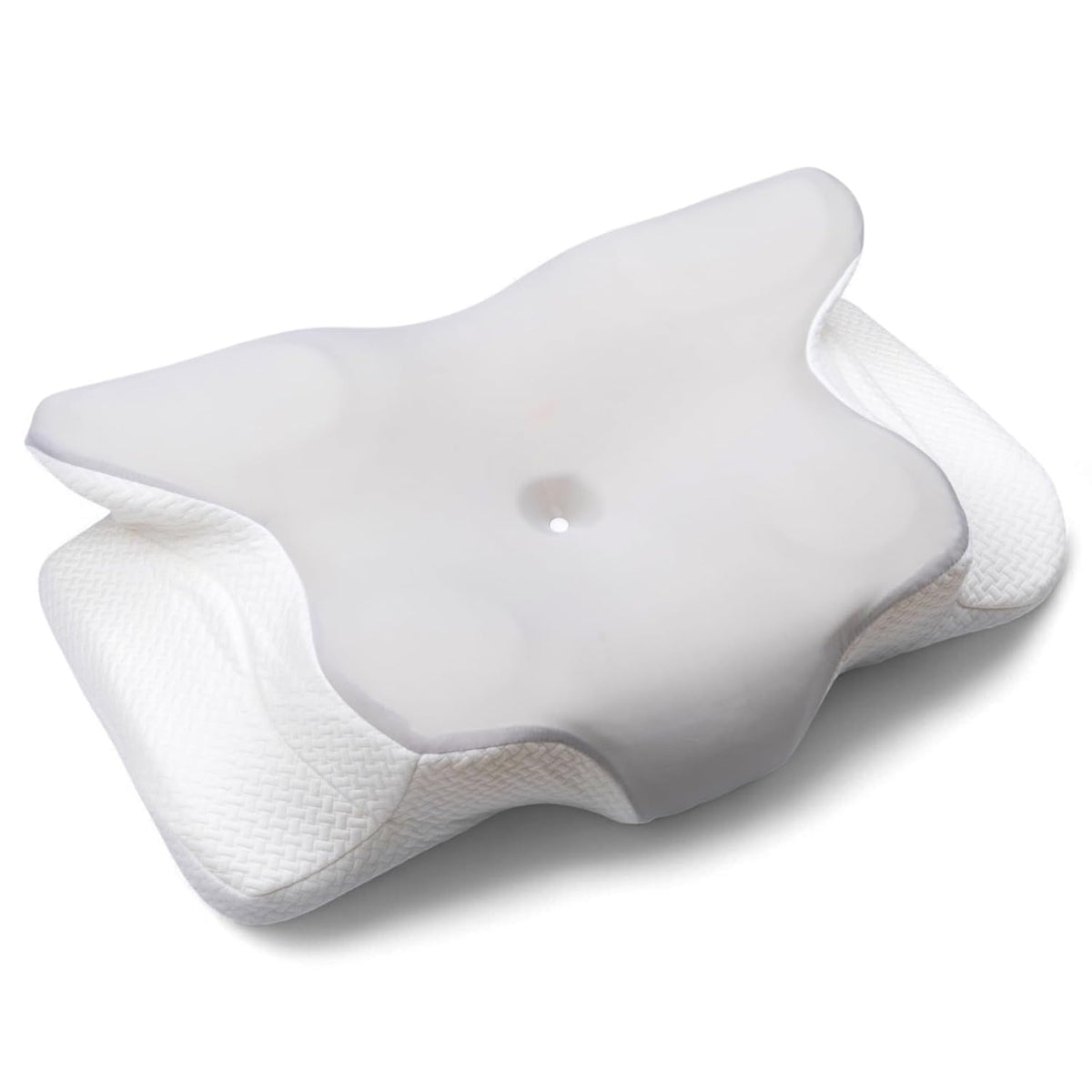Cervical Butterfly Pillow, Orthopedic Memory Foam For Neck & Shoulder Pain, White & Light Grey | Ergonomic Contour Design | Dual Height Support | Side Sleeper Pillow With Arm Rest