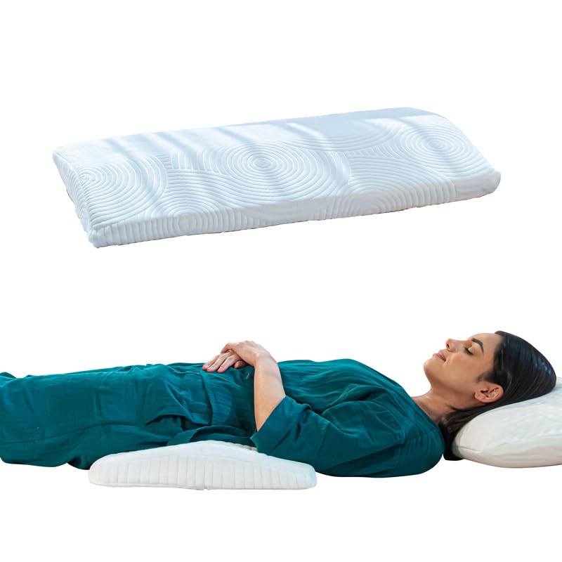Lumbar Support Orthopaedic Memory Foam Pillow, Bed Pillow For Sleeping, White - 27.5 L X 15.5 W X 2.5 H Inch | Spine Alignment Waist Support | Pillow For Lower Back Pain Relief, Sciatica
