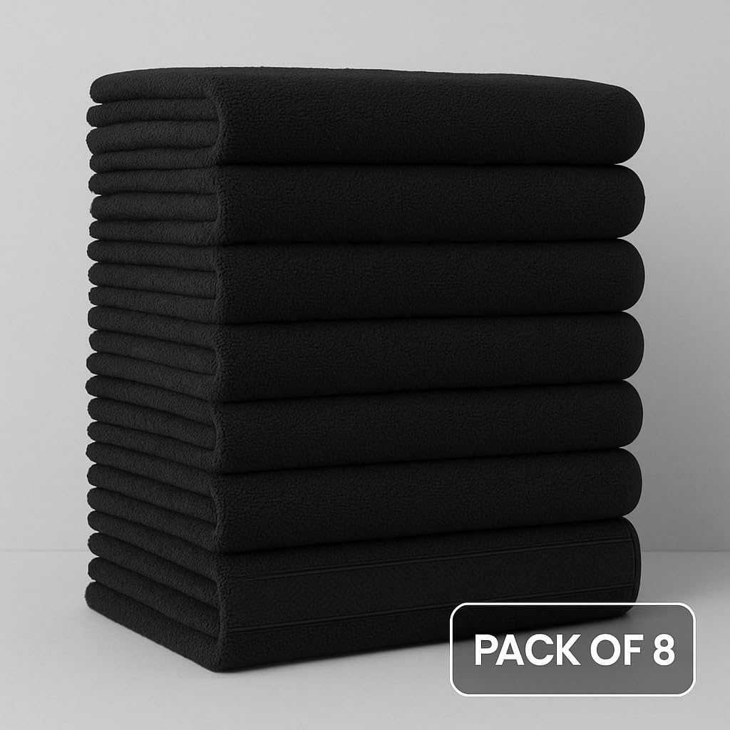 Bless Berries Soft Comfort 100% Cotton Bath Towel 4000 Gsm | Large Size Bathroom Towel For Men & Women (Black) - Pack Of 8