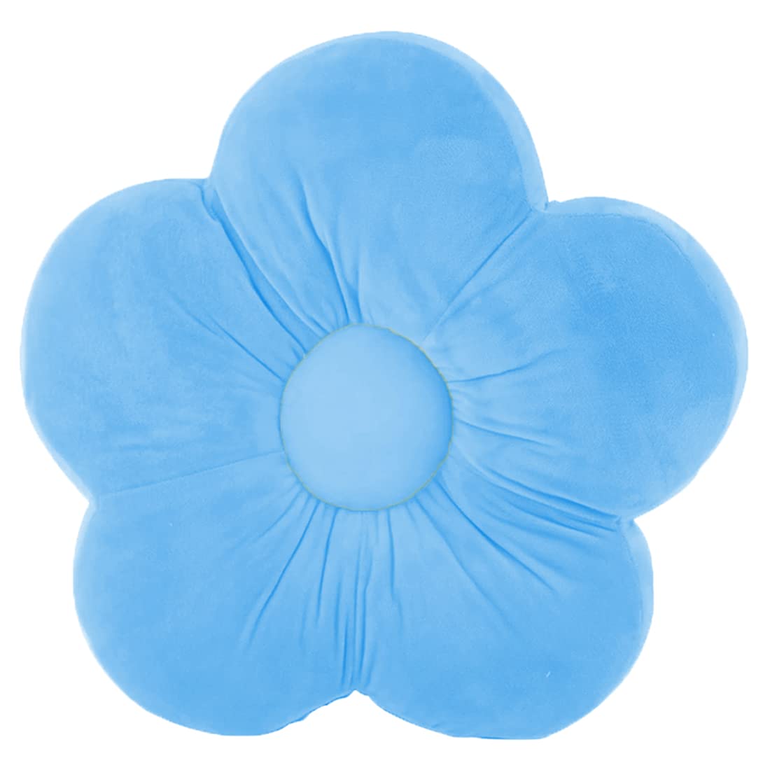Flower Shaped Floor Cushion Pillow, For Kids Room, Living Room, Blue - 16 X 16 Inch | Luxury Kids Furnishing, Throw Pillow, Decorative Cushion, Nursery Décor, Velvet Cushion - Pack Of 1