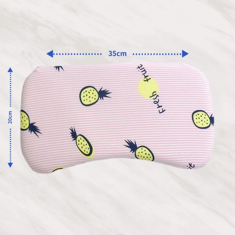 Memory Foam Pillows For Kids, Baby Neck Support Pillow For Sleeping - Pink | Royal Star Pattern Baby Pillow | Kids Pillow Suitable For 2 Year & Above - Multi Print Cover, Soft Pillow