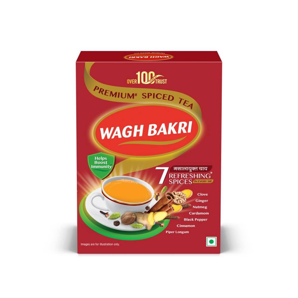 Wagh Bakri Premium Spiced Tea With 7 Refreshing Spices - 500gm, 17.6 Ounce | Rich Color, Strong & Refreshing Taste, Awesome Aroma Chai Patti - Preservatives Free, Artificial Flavor Free