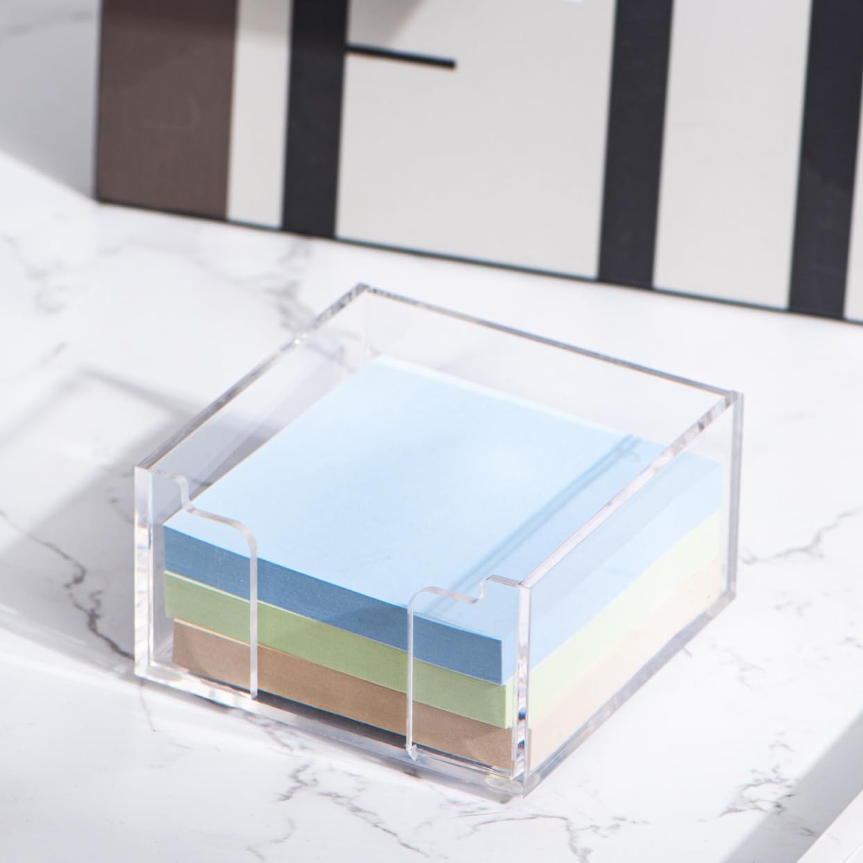Sticky Note Holder Acrylic Desk Notepad Holder for 3" x 3" Sticky Notes Classroom Office