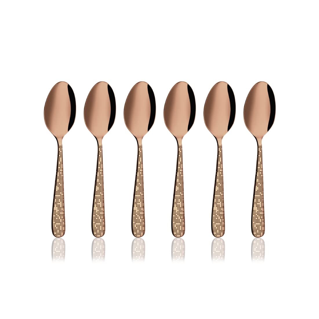 Stainless Steel Monika With Rose Gold PVD Coating & Laser Baby Spoon Set Of 6 Pieces | Easy To Clean & Dishwasher Safe